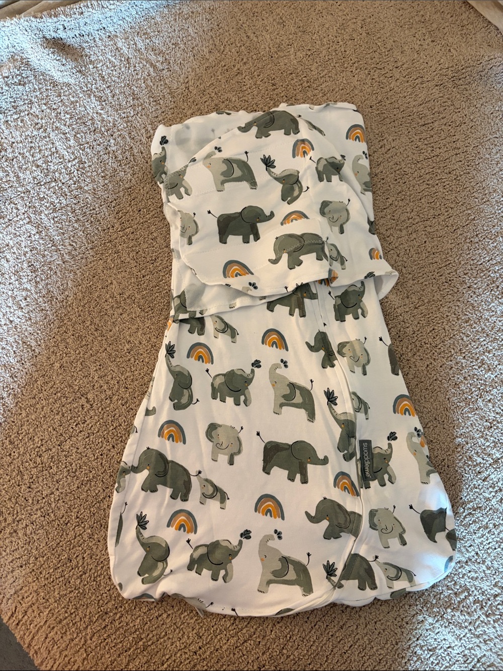 SwaddleMe Elephant Print Swaddle Sack in White & Gray
